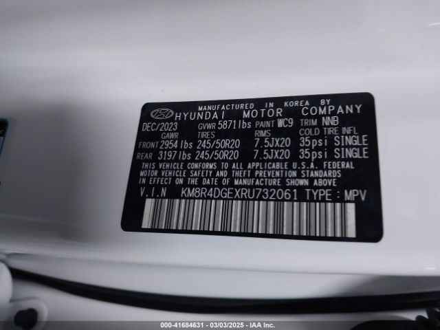 KM8R4DGEXRU732061 Hyundai Palisade Sel