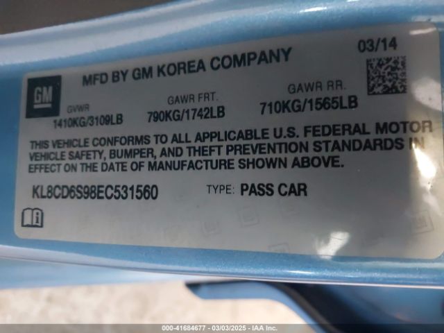 KL8CD6S98EC531560 Chevrolet Spark 1lt Auto