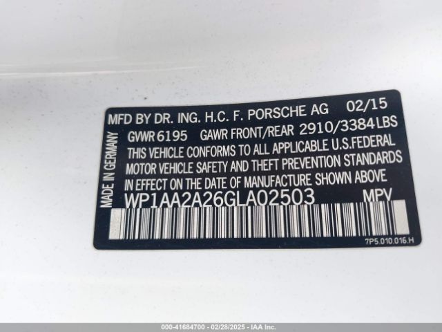 2016 PORSCHE CAYENNE WP1AA2A26GLA02503 Photo 8