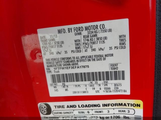 1FTFW1EF3EFA17875 Ford F-150 Xlt