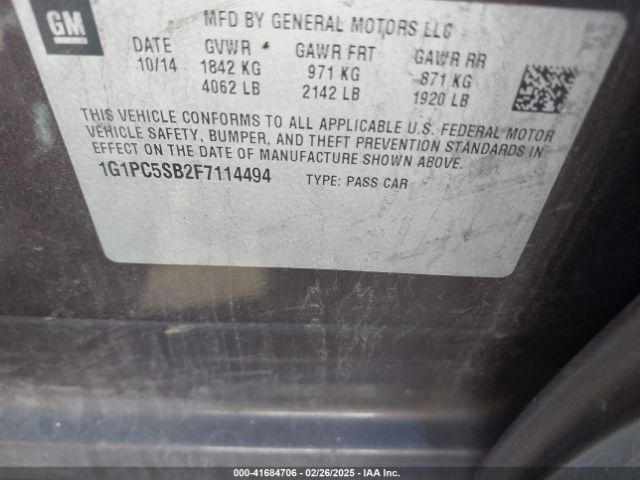 1G1PC5SB2F7114494 Chevrolet Cruze 1lt Auto