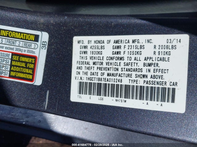 Honda Accord Ex-l 2014 1HGCT1B87EA010248 Image 9