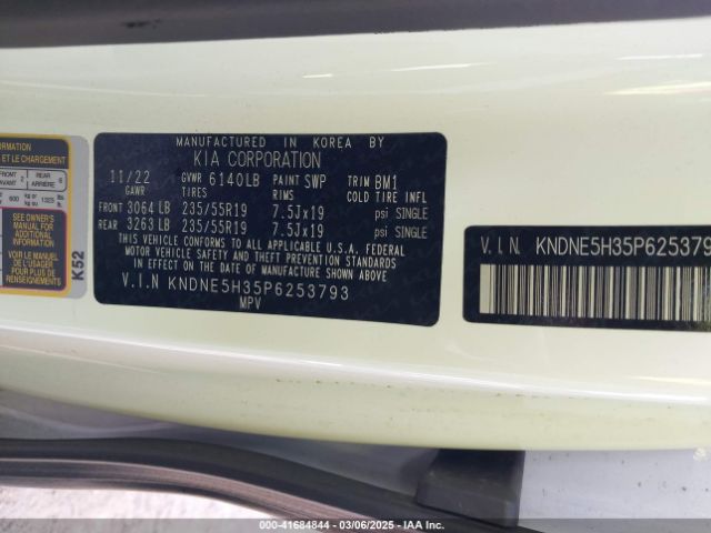 KNDNE5H35P6253793 KIA Carnival Mpv Sx Prestige