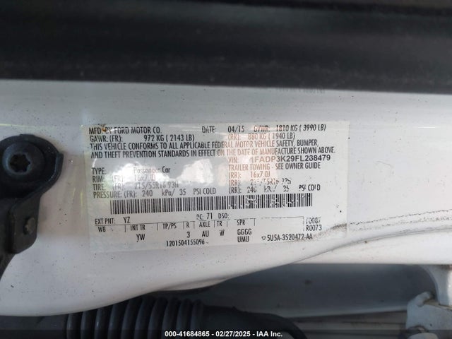 Ford FOCUS SE 2015 1FADP3K29FL288479 Image 9