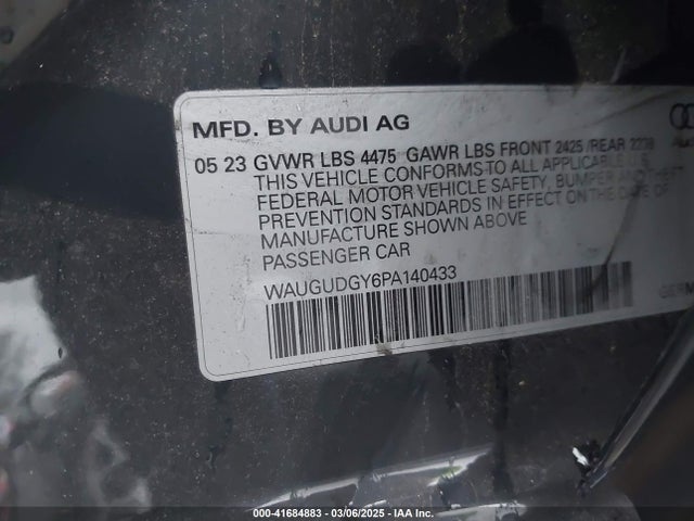WAUGUDGY6PA140433 Audi A3 Premium 40 Tfsi Quattro S Tronic