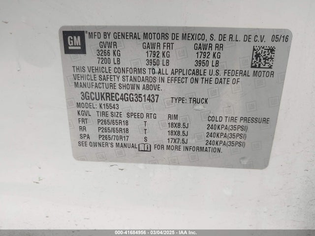 Chevrolet Silverado 1500 2lt 2016 3GCUKREC4GG351437 Image 9