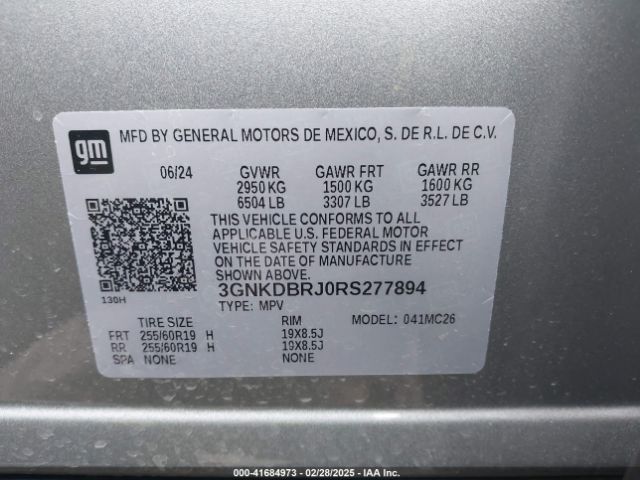 3GNKDBRJ0RS277894 Chevrolet Blazer Ev Eawd 2lt