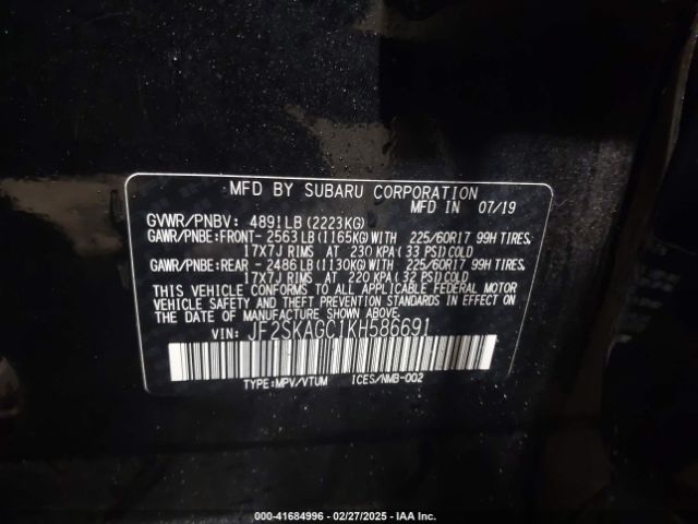 2019 SUBARU FORESTER JF2SKAGC1KH586691 Photo 8