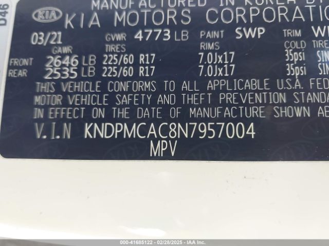 KNDPMCAC8N7957004 KIA Sportage Lx