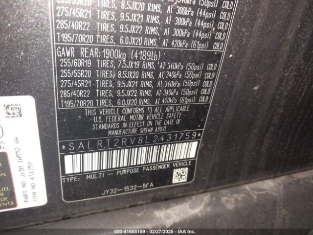 2020 LAND ROVER DISCOVERY SALRT2RV8L2431759 Photo 8