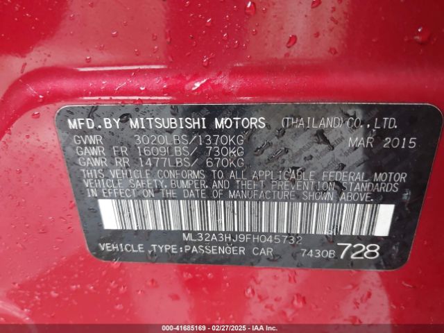 2015 MITSUBISHI MIRAGE ML32A3HJ9FH045732 Photo 8