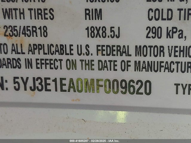 2021 TESLA MODEL 3 5YJ3E1EA0MF009620 Photo 8