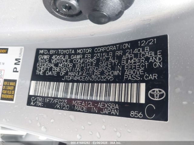 JTDP4MCE6N3503295 Toyota COROLLA SE