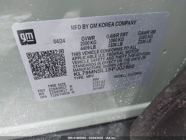 KL79MNSL1SB002960 Chevrolet Trailblazer Awd Ls