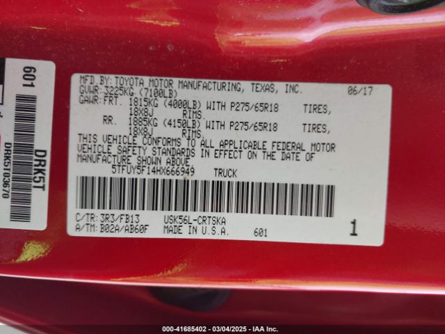 5TFUY5F14HX666949 Toyota Tundra Sr5 5.7l V8