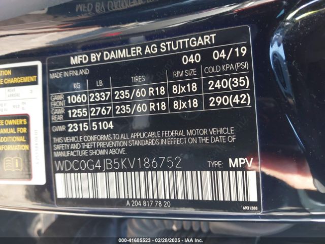 WDC0G4JB5KV186752 Mercedes-Benz GLC 300