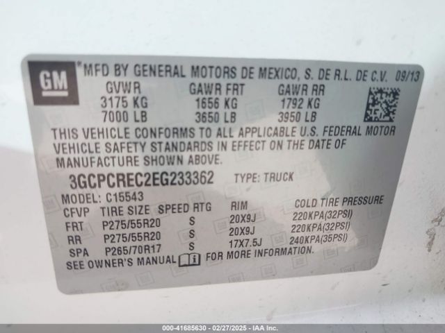3GCPCREC2EG233362 Chevrolet Silverado 1500 1lt