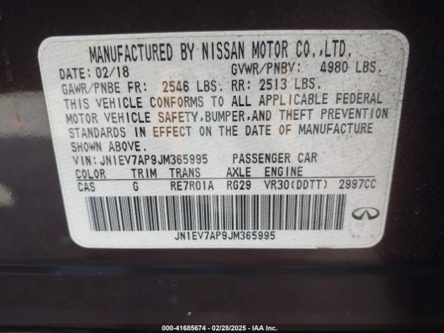 JN1EV7AP9JM365995 Infiniti Q50 3.0t Luxe