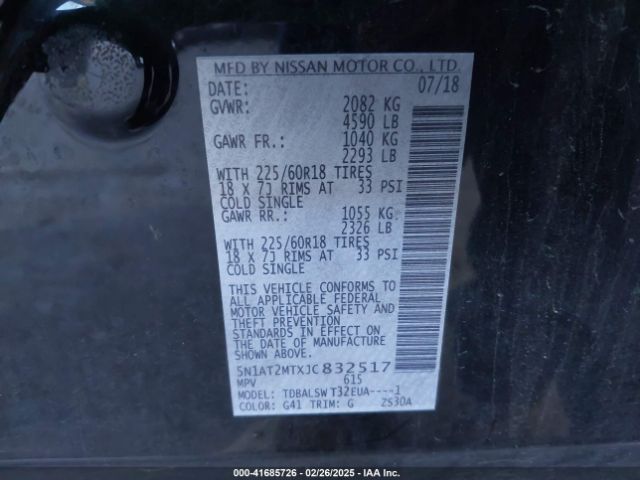 5N1AT2MTXJC832517 Nissan Rogue Sl