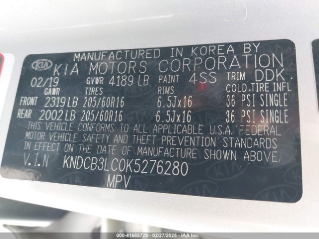 KNDCB3LC0K5276280 KIA NIRO LX