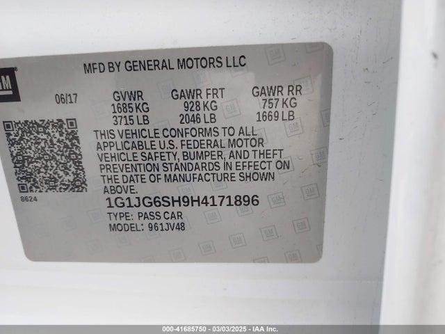 1G1JG6SH9H4171896 Chevrolet Sonic Lt Auto