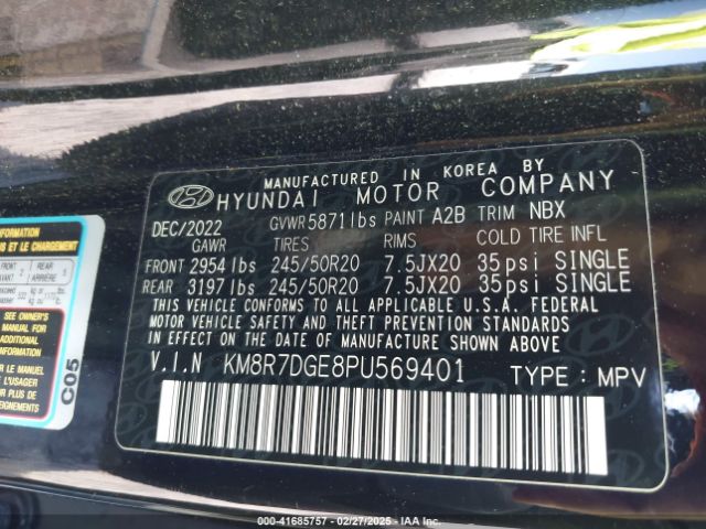 KM8R7DGE8PU569401 Hyundai Palisade Calligraphy