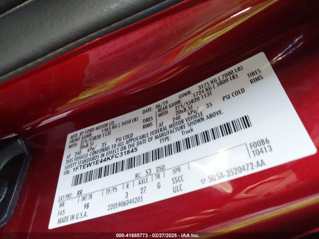 1FTEW1E44KFC31845 Ford F-150 Platinum