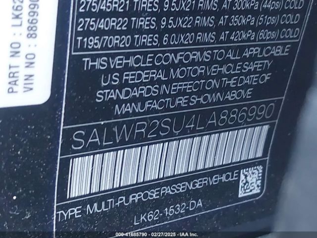 2020 LAND ROVER RANGE ROVER SPORT SALWR2SU4LA886990 Photo 8