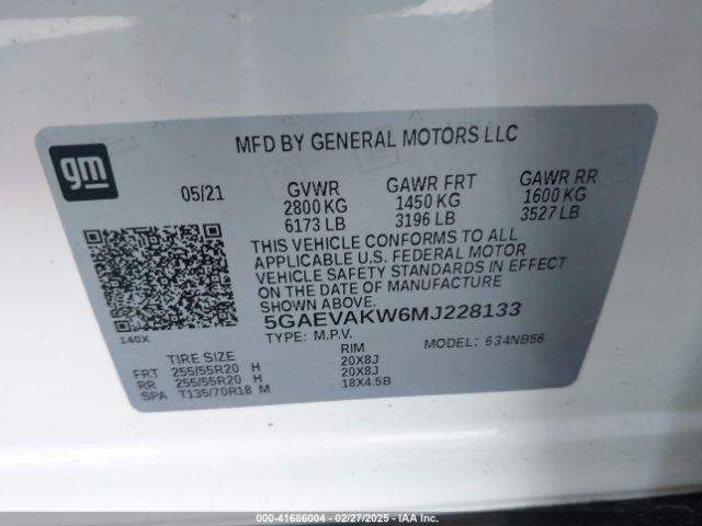 5GAEVAKW6MJ228133 Buick Enclave Awd Essence
