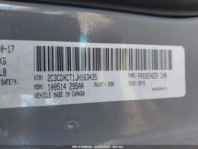 2C3CDXCT1JH163435 Dodge Charger R/t Rwd