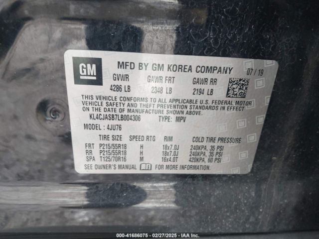 KL4CJASB7LB004306 Buick Encore Fwd Preferred