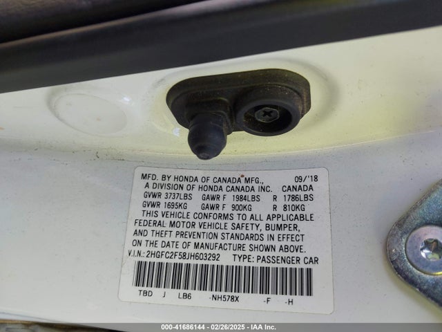 Honda Civic Lx 2018 2HGFC2F58JH603292 Image 9