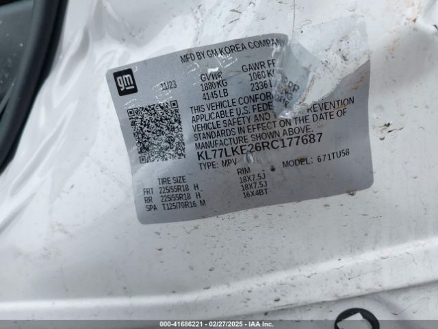 KL77LKE26RC177687 Chevrolet Trax Fwd Activ