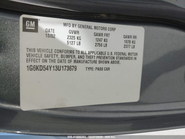 2003 CADILLAC DEVILLE 1G6KD54Y13U173679 Photo 8