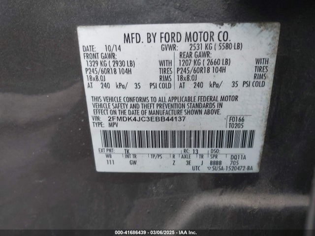 Ford EDGE SEL 2014 2FMDK4JC3EBB44137 Image 9