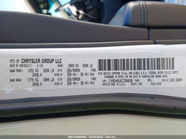 1C4RDHAG4EC390838 Dodge Durango Sxt