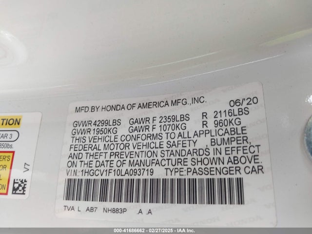 1HGCV1F10LA093719 Honda ACCORD LX