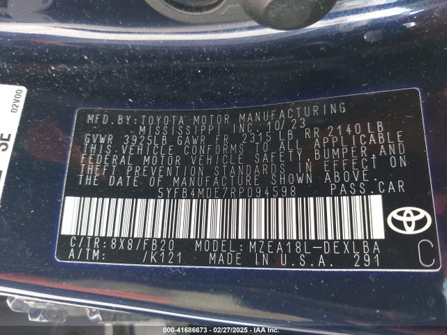 Toyota COROLLA LE 2024 5YFB4MDE7RP094598 Image 9