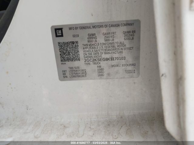 2GC2KSEG8K1170103 Chevrolet Silverado 2500hd Lt
