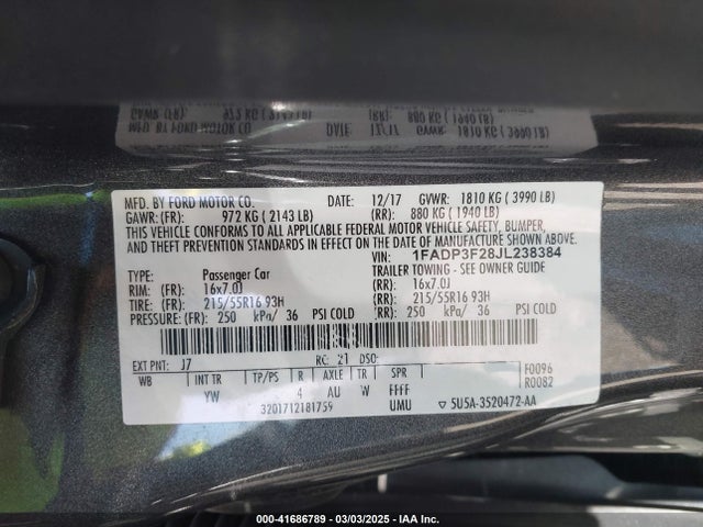 Ford FOCUS SE 2018 1FADP3F28JL238384 Image 9
