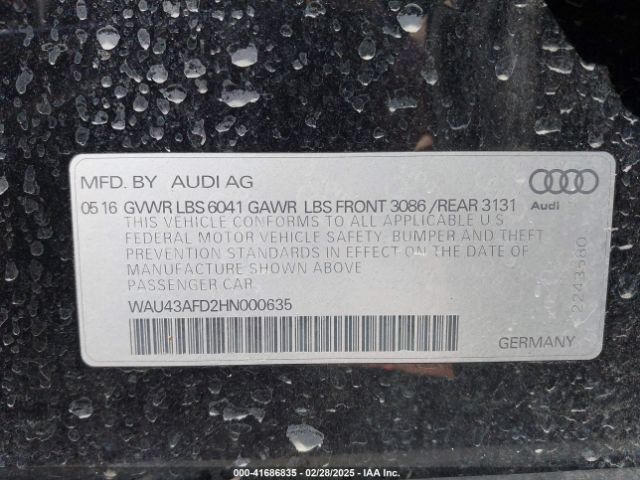 WAU43AFD2HN000635 Audi A8 L 4.0t Sport