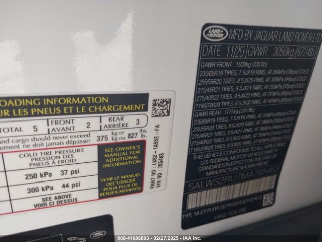 SALWS2RU7MA765463 Land Rover Range Rover Sport Hst Mhev