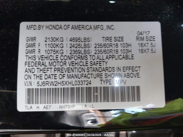 5J6RW2H5XHL033724 Honda CR-V EX