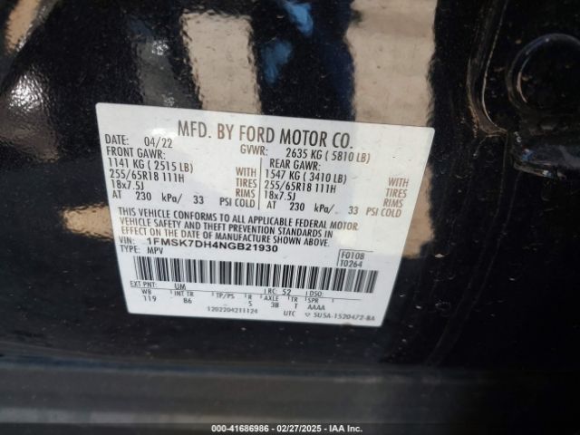 2022 FORD EXPLORER 1FMSK7DH4NGB21930 Photo 8