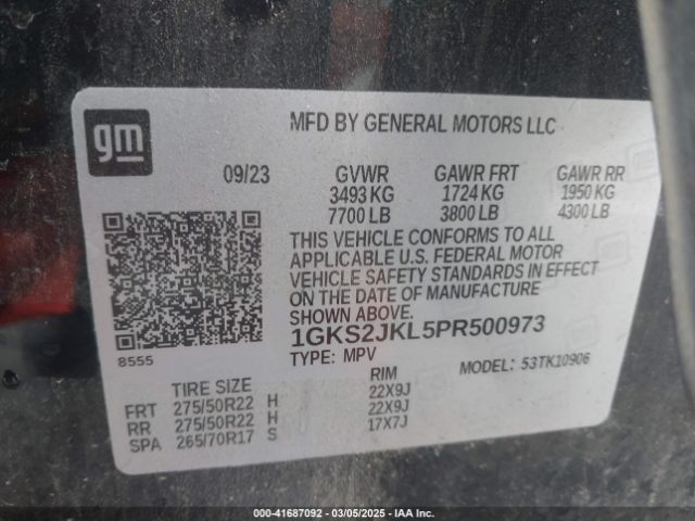 1GKS2JKL5PR500973 GMC Yukon Xl 4wd Denali
