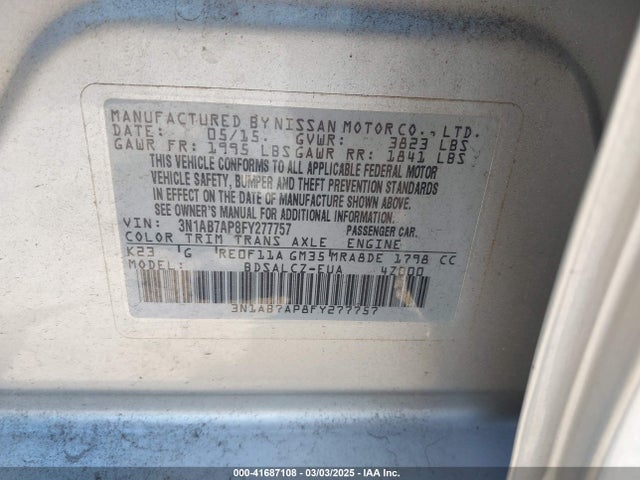 Nissan SENTRA S 2015 3N1AB7AP8FY277757 Image 9