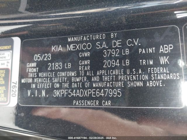 3KPF54ADXPE647995 KIA Forte Gt-line