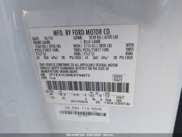 1FTEX1CM0EKF94073 Ford F-150 Xl