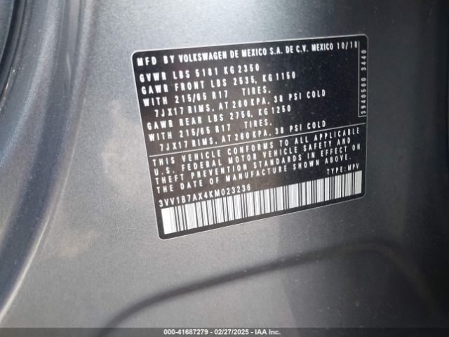 3VV1B7AX4KM023236 Volkswagen Tiguan