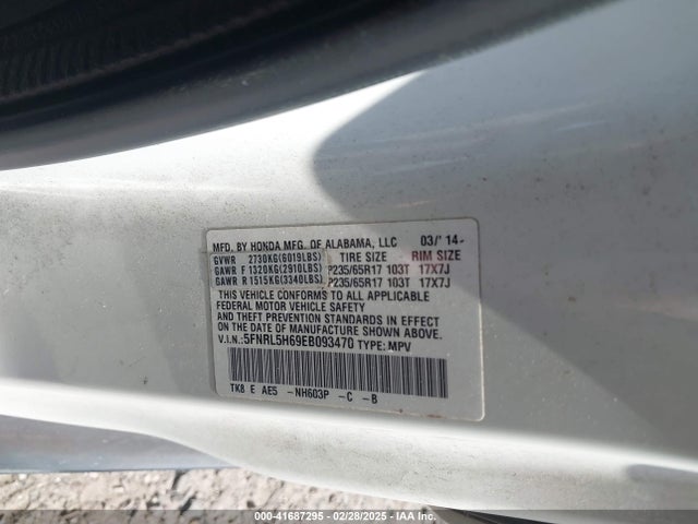 Honda Odyssey Ex-l 2014 5FNRL5H69EB093470 Image 9
